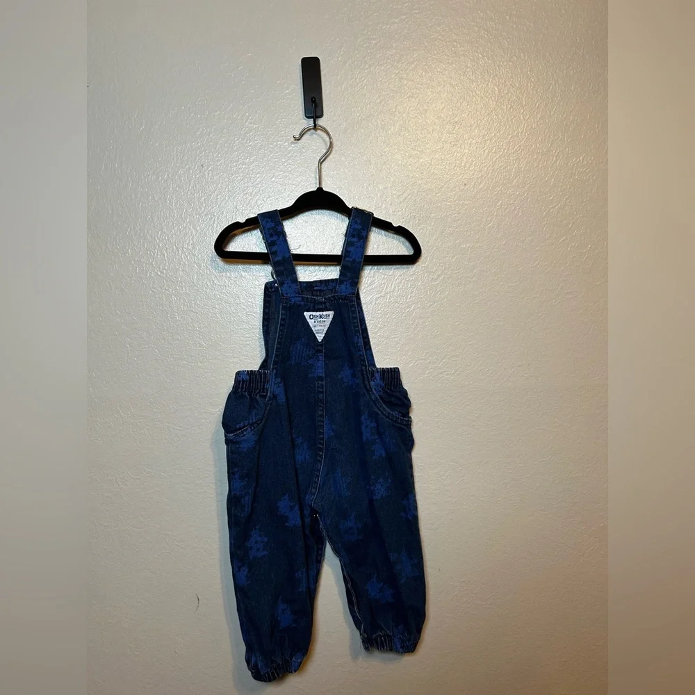 OshKosh B'Gosh Vintage Clown Printed‎ Denim Overalls